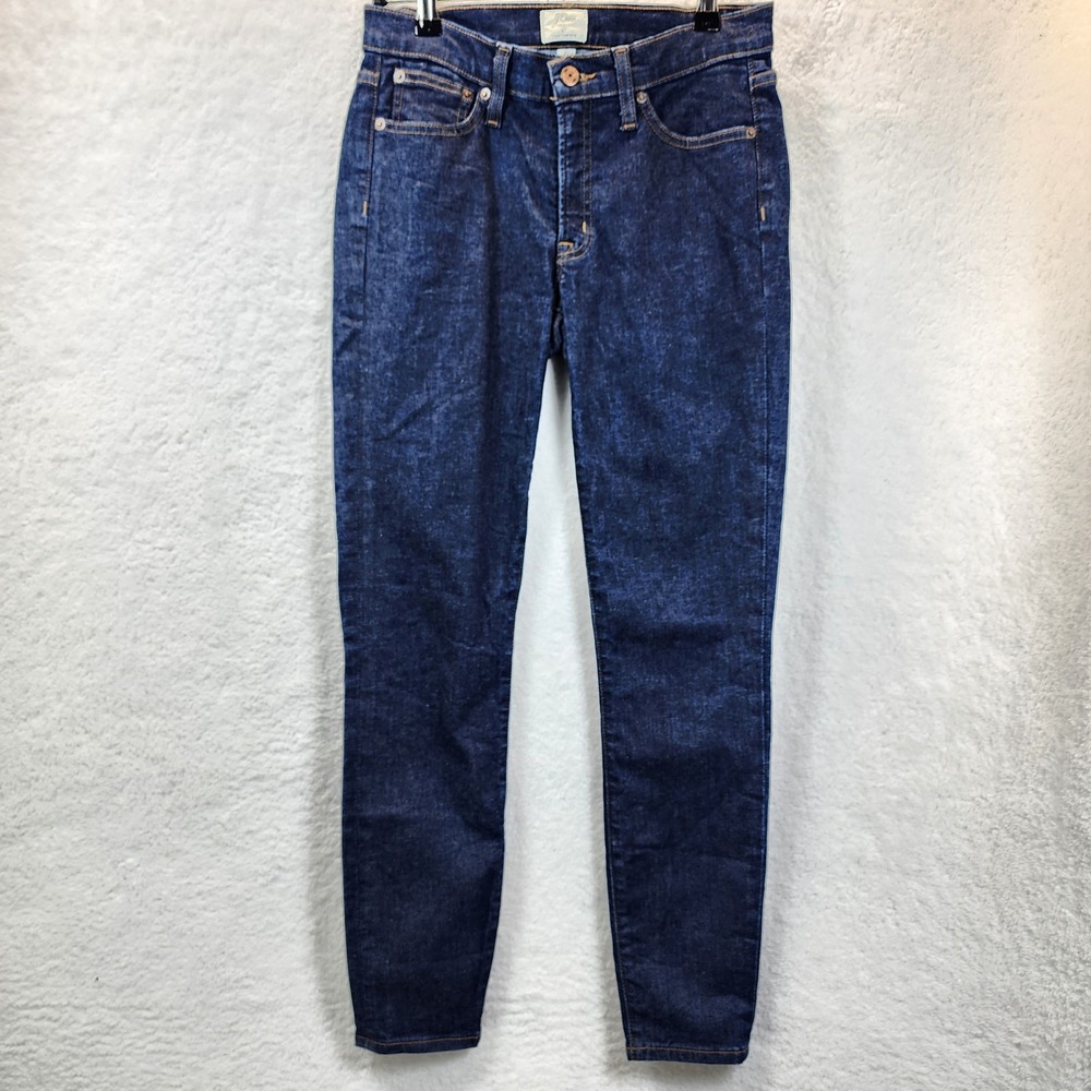 J Crew 8" Toothpick‎ Jeans Dark Wash Womens Size 27x28 Festival Low-Rise Skinny